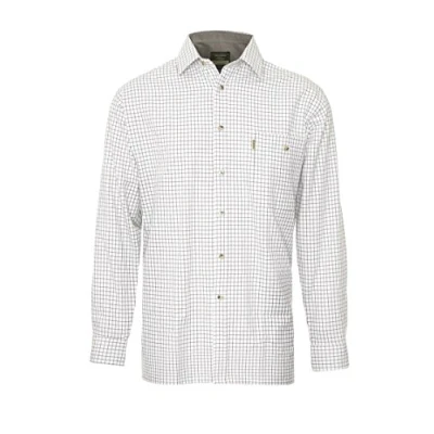 Image of Mens Champion Ayr Country Style Casual Long Sleeved Shirt Green X Large