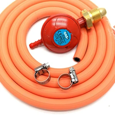Image of HG Propane Regulator 1m Hose Kit Fits Calor Gas &amp; Flogas screw in red cylinders