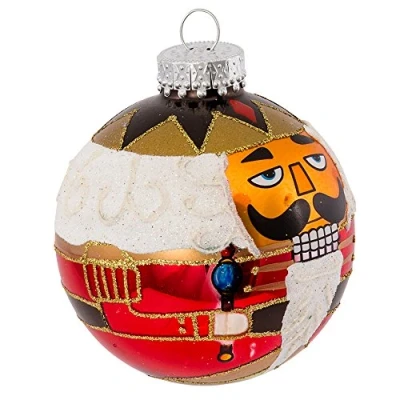 Image of Kurt Adler Nutcracker Design Glass Ball Ornament, 80mm