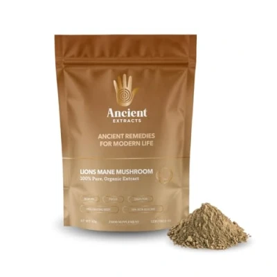 Image of Ancient Extracts Lions Mane Mushroom Extract Powder 2000mg Servings GMO Free, Gluten Vegan Cognitive Function, Focus, Digestive Support Superfood, Nootropic (60g)