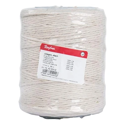 Image of Rayher 4200302 Jute Twine 3Ply, String for Craft, Floristry and Decorations, Diameter 3.5 mm, Length 280 m, ivory