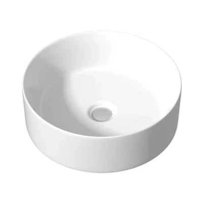 Image of BAYSTONE Countertop Wash Basin Sink Ceramic Bathroom Vanity Round Modern 352 x 352mm