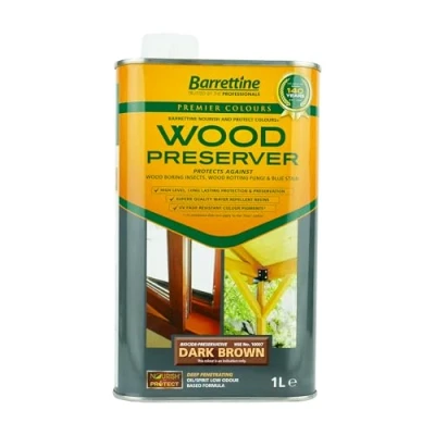 Image of 2 x 1L Wood Preserver Dark Brown Barrettine Premier Stain Treatment Protection Exterior