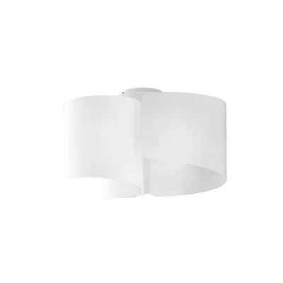 Image of Imagine Curved Glass Semi Flush Ceiling Light, White, E27