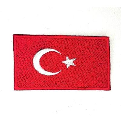 Image of Turkey National Country Flag Iron Sew on Embroidered Patch