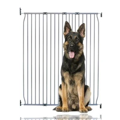 Image of Bettacare Extra Tall Eco Screw Fit Pet Gate, Grey, 120cm 130cm, Gate 100cm in Height, Fitted Dog Safety for Puppy