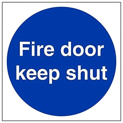 Image of V Safety Fire Door Keep Shut Mandatory Sign 150mm x 1mm Rigid Plastic