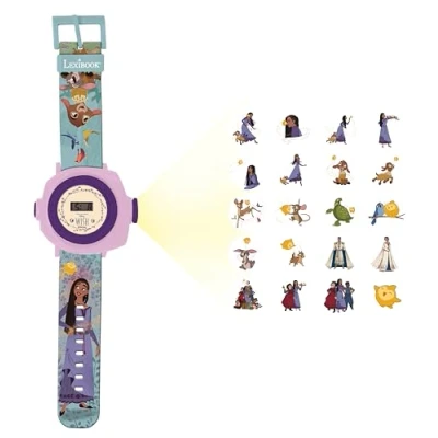 Image of Lexibook, Disney Wish, Adjustable Projection Watch Digital Screen, 20 Images of The Movie Wish,for Children, Purple, DMW050WI