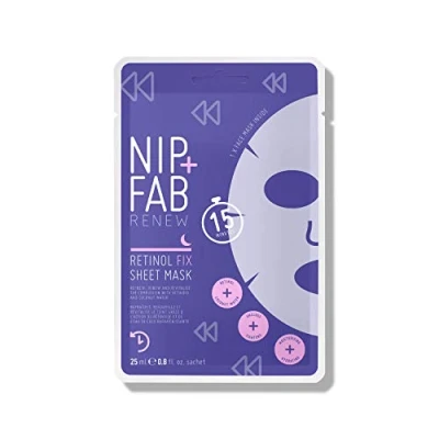 Image of Nip + Fab Retinol Fix Sheet Mask for Face with Coconut Water, Edelweiss Flower Extract, Hydrating Gel Facial Refining Minimizing Pores, 24ml