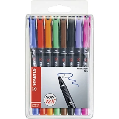 Image of Pen for Overhead Projection STABILO OHPen universal Permanent Fine Pack of 8 Assorted Colours