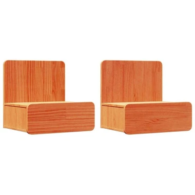Image of vidaXL Wall mounted Bedside Table 2 pcs Wax brown 44 x 32.5 40 cm