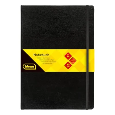 Image of Idena Notebook with Bookmark and Inner Pocket FSC Mix Black A4 karriert Schwarz