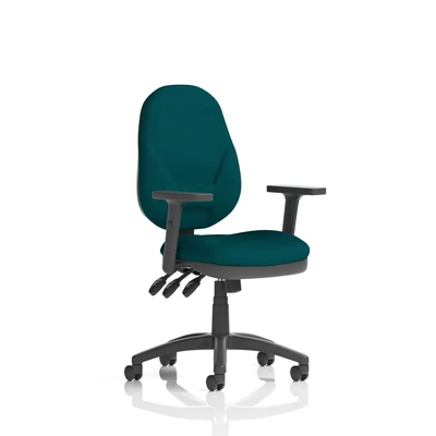 Image of Eclipse Plus XL Lever Task Operator Chair Bespoke with Height Adjustable Arms In Maringa Teal