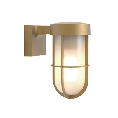 Image of Cabin Outdoor Frosted Wall Light Antique Brass IP44, E27