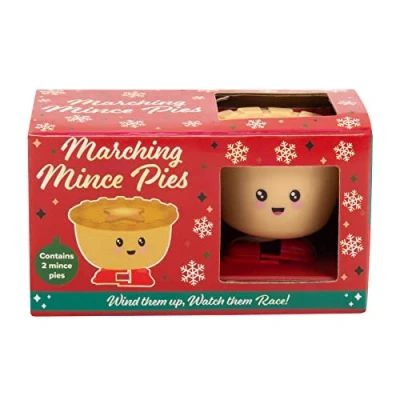 Image of Fizz Creations Christmas Marching Mince Pies Game. Includes 2 Wind Up Pies. Family Race Great Stocking Fillers. Novelty