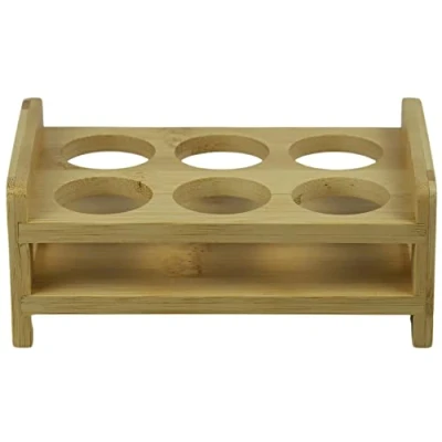 Image of bar@drinkstuff Wooden Shot Glass Holder (6 Holes) Single Barware, (Glasses Sold Separately)