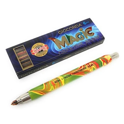Image of KOH I NOOR Metal Mechanical Pencil with Lead Sharpener Thickness: 5.6 mm Magic (Multi Colour) 1 Magicstift mit 6 Multicolorminen multicoloured