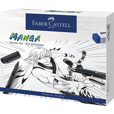Image of Faber Castell Creative Studio Manga Starter Set, Multicoloured, , For Art, Craft, Drawing, Sketching, Home, School, University, Colouring