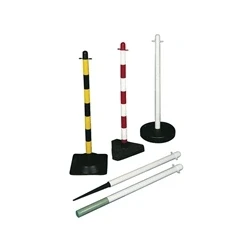 Image of VFM Red/White Free standing Post With Rubber Square Base