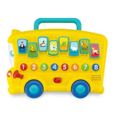 Image of winfun Animal Sounds Bus Musical Pull Along With Interactive Sound Effect Buttons Suitable For Boys And Girls Ages 6 Months Up Multicolor 000676