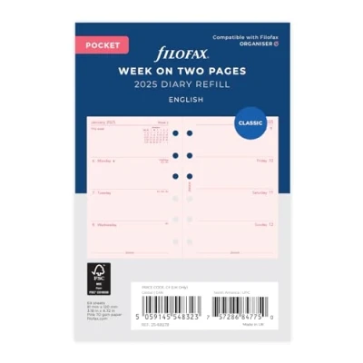 Image of Pocket Week on two pages English pink 2025