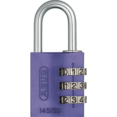 Image of ABUS combination padlock 145/30 purple for luggage, cabinet etc Aluminium individually adjustable numerical code security level 3