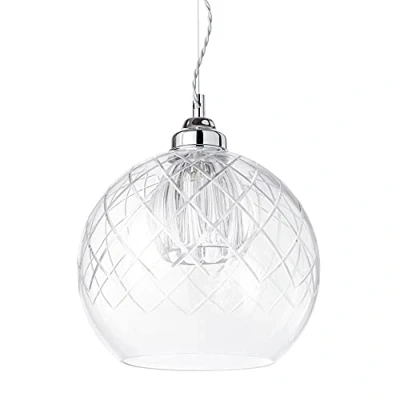 Image of LITECRAFT Ex Laura Ashley Ada Polished Chrome Ceiling Pendant Light G9 Fitting with Cut Glass LED Bulb