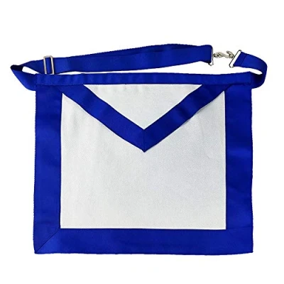 Image of Masonic Master Mason Blue Lodge Apron White Cloth Grosgrain Ribbon Border