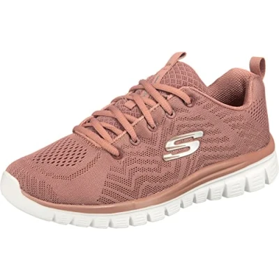 Image of Skechers Women&#039;s 12615 GRACEFUL GET CONNECTED Sneaker, Black Mesh / White Trim, 2 UK