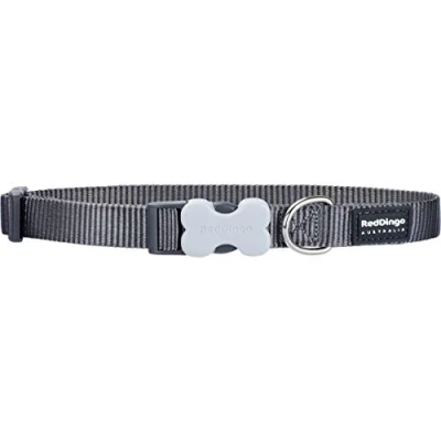 Image of Red Dingo Bucklebone Dog Collar Plain, Grey, X Small 12mm