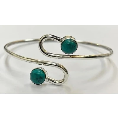 Image of Silver Plated Adjustable Serpentine Cuff Bangle (Turquoise)
