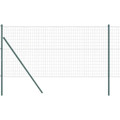 Image of vidaXL Euro Fence with 13 Posts 1x25 m Galvanised Steel Green