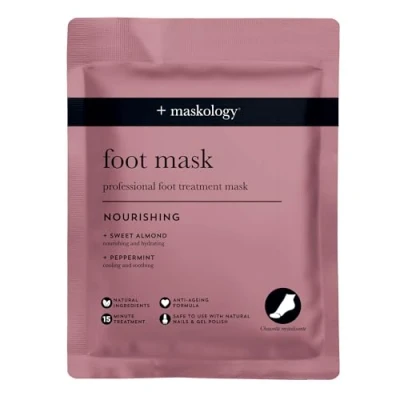 Image of MASKOLOGY Foot MASK Professional Bootie 1 Pair Anti Ageing Formula Natural Nails &amp; Gel Polish Safe Salicylic Acid Shea Butter Peppermint