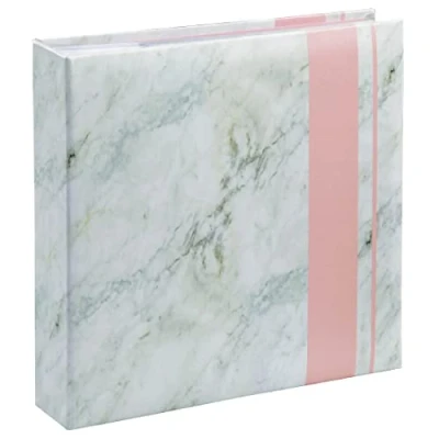 Image of Hama&quot;Designline&quot; Memo Photo Album, 100 White Pages (50 Sheets) fits 200 Photos in 10x15cm Format, Marbling, Grey