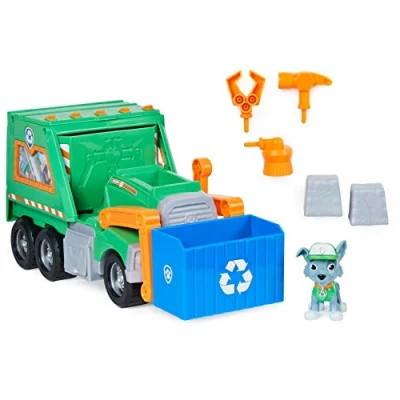 Image of paw patrol, Rocky’s Reuse It Deluxe Truck with Collectible Figure and 3 Tools, for Kids Aged up