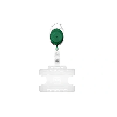 Image of ID Card It 1 Pass Badge Holder Double Sided and Premier Yo Retractable Reel (Dark Green)