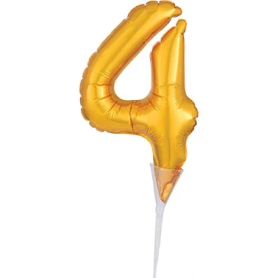 Image of Amscan 3735201 Cakepick Micro Number &#039;4&#039; Gold