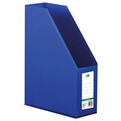 Image of D.RECT Plastic Organiser, Magazine Holder, File with Viewing Window for Labelling PVC A4 90 mm, Foldable, Blue 110206 Rückenbreite mm