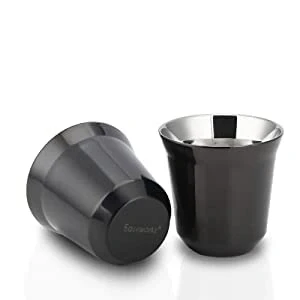 Image of Easyworkz Stainless Steel Espresso Cup 2pcs Set Double Wall Insulated Metal 75ml Demitasse Cups Heat Resistant