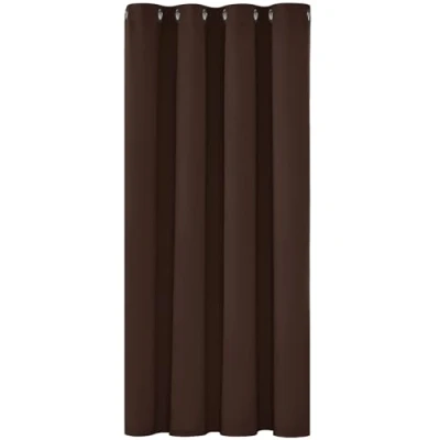 Image of Deconovo Solid Curtain Blackout Material Eyelet Thermal Insulated Ring Top for Bedroom 52&quot;x 54&quot; Chocolate 1 PANEL