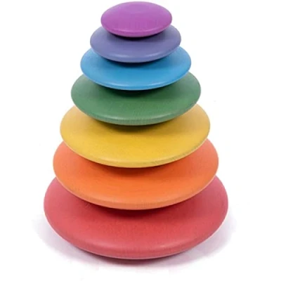 Image of TickiT 73422 Wooden Rainbow Buttons Pack of 7 Opened Ended Play