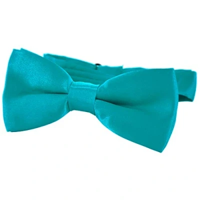 Image of DonDon comfortable Boys bow tie pre tied with adjustable length silk look for children dark green
