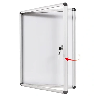 Image of Swansea Enclosed Bulletin Board Lockable White Noticeboard with Door Wall Display Case for School Office 67x50cm(4xA4)