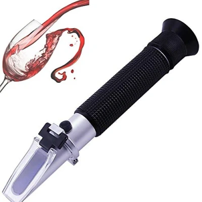 Image of Wine Refractometer, Hand Held Brix/Alcohol Refractometer with ATC for Making Homebrew Kit, Dual Scale(Brix 0 40%, Alcohol 25%),for Grape Winemakers Tool
