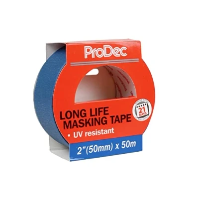 Image of ProDec 2 inch x 50m Long Life Heat and UV Resistant Multi Surface Painters Masking Tape for Sharp Paint Lines Indoor Painting Decorating, Compatible with All Paints, 2&quot; 50mm wide
