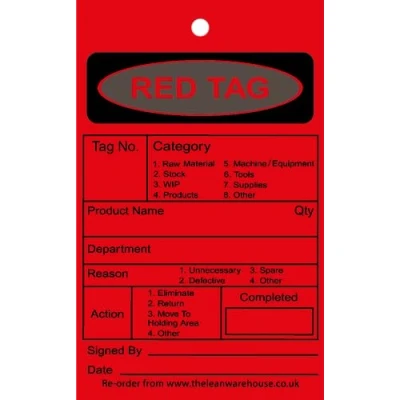 Image of 5S Red Tag Pack of 100 110 x 70mm Easy to write on &amp; apply equipment in your Event (5S Tags)