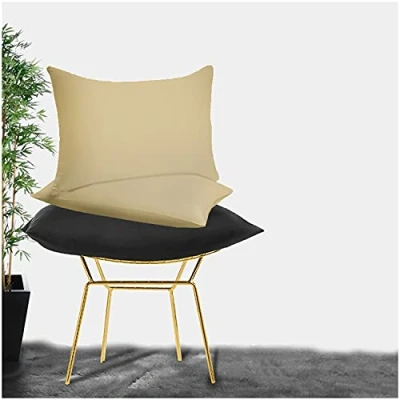 Image of Percale Housewife Pillow Case Set Luxury Plain Dyed Polycotton Cover Standard 50 x 75 Envelope Closure Cases Natural