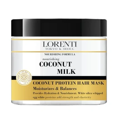 Image of Lorenti Deep Conditioning Hair Mask 500 ml For Dry, Damaged, Dense &amp; Frizzed Contains Vitamin B7 Proteins to Balance Moisturize 16.9 Fl Oz (Coconut Milk)