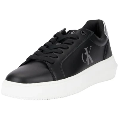Image of Calvin Klein Jeans Women&#039;s Chunky Cupsole Laceup LTH Yw0yw01687 Sneakers, Black Silver, 7 UK