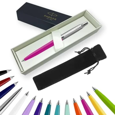 Image of Parker Jotter Ballpoint Pen Handwriting Pens &amp; Stationery Supplies Ideal for Christmas and Gifts Can be Engraved! (Without Engraving, Magenta, Ribbon Gift Box)